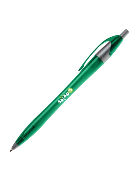 Novella Translucent Green/Silver Jewel Pen - Blue Ink w/Salad And Go Logo