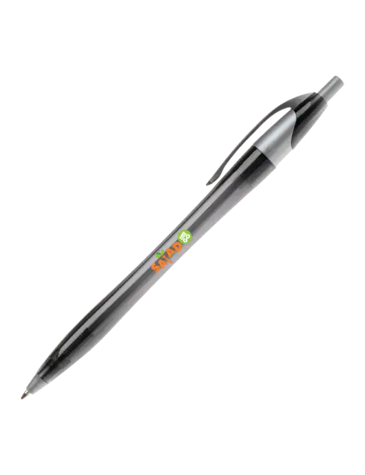 Novella Translucent Black/Silver Jewel Pen - Blue Ink w/Salad And Go Logo