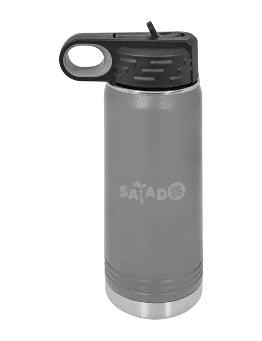 Polar Camel 20 oz Powder Coated Grey Vacuum Insulated Water Bottle w/Salad And Go Logo