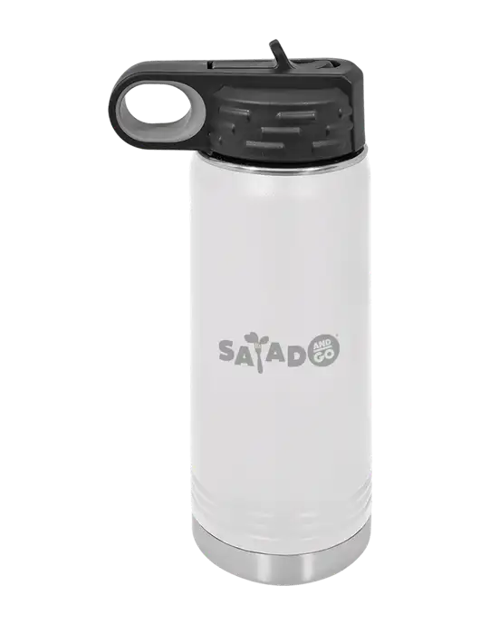Polar Camel 20 oz Powder Coated White Vacuum Insulated Water Bottle w/Salad And Go Logo