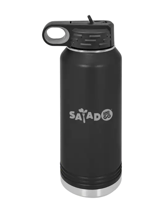 Polar Camel 32 oz Powder Coated Black Vacuum Insulated Water Bottle w/Salad And Go Logo