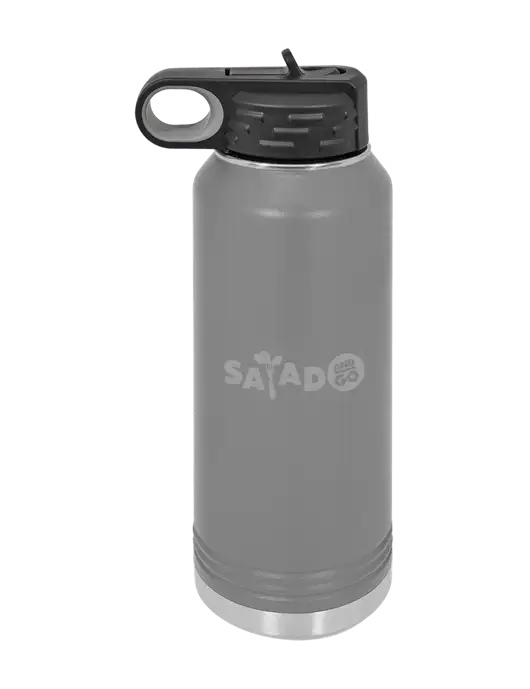 Polar Camel 32 oz Powder Coated Grey Vacuum Insulated Water Bottle w/Salad And Go Logo