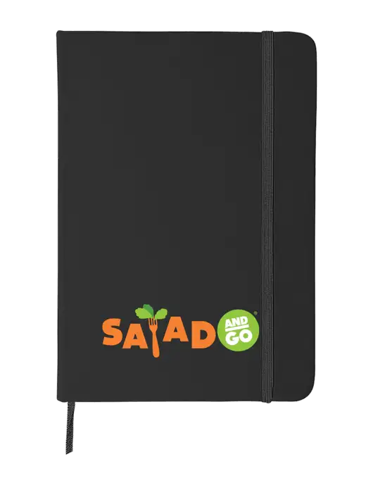 Black Comfort Touch Bound Journal 5" X 7" w/Salad And Go Logo