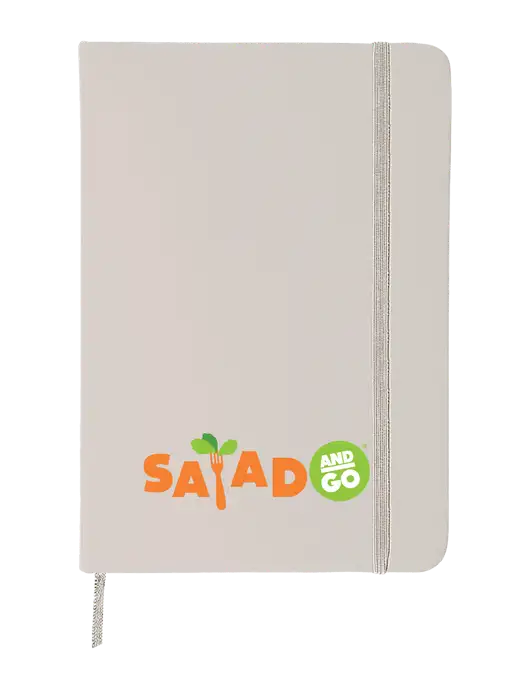 White Comfort Touch Bound Journal 5" X 7" w/Salad And Go Logo