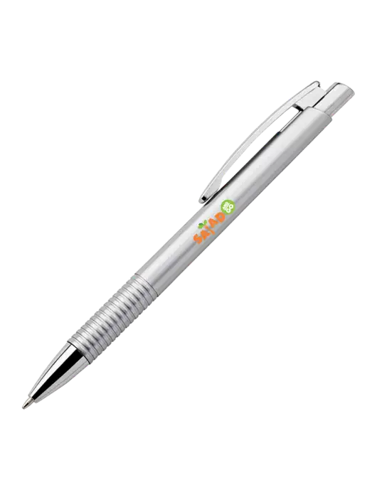 Malay Silver Ballpoint Pen - Blue Ink w/Salad And Go Logo