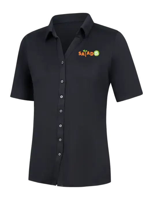 Womens Black City Stretch Top w/Salad And Go Logo