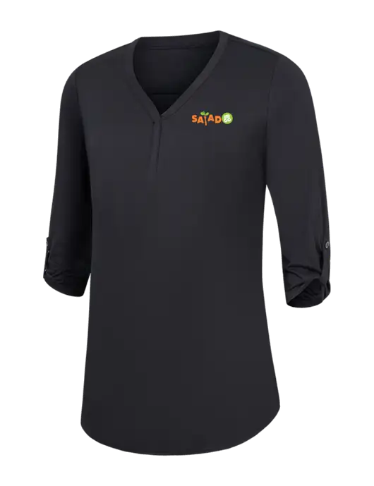 Womens Black City Stretch 3/4-Sleeve Tunic w/Salad And Go Logo