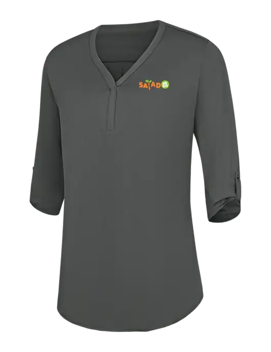 Womens Dark Grey City Stretch 3/4-Sleeve Tunic w/Salad And Go Logo