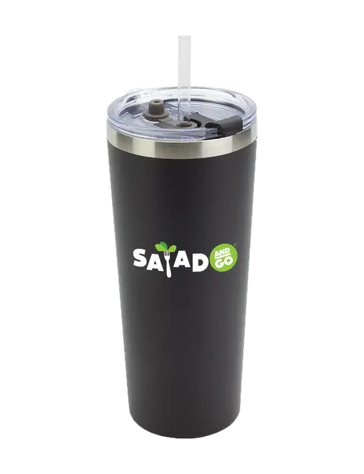 Brighton Black 20 oz Insulated Tumbler & Straw w/Salad And Go Logo