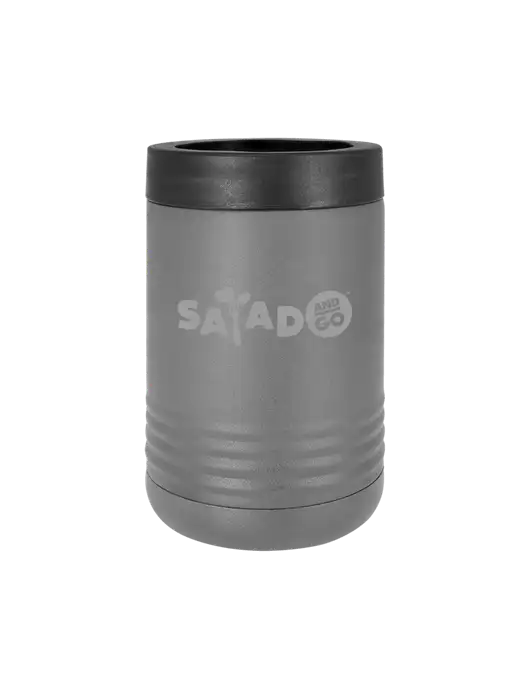 Polar Camel 12 oz Powder Coated Grey Vacuum Insulated Beverage Holder w/Salad And Go Logo