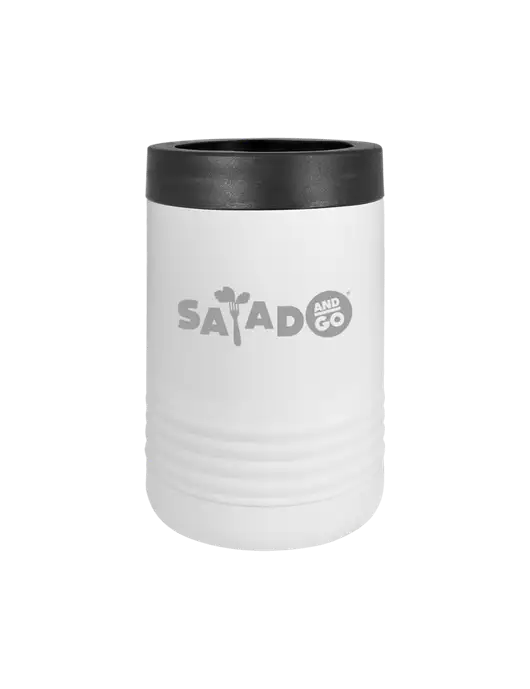 Polar Camel 12 oz Powder Coated White Vacuum Insulated Beverage Holder w/Salad And Go Logo