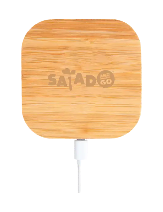 Bamboo Boost Fast Charge 15W Pad w/Salad And Go Logo