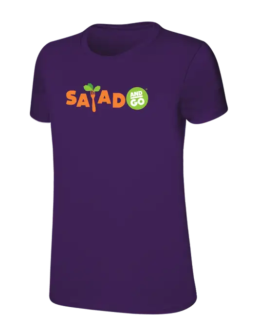 Womens Ring Spun Purple 4.5 oz T-Shirt w/Salad And Go Logo