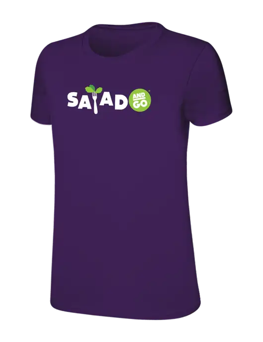 Womens Ring Spun Purple 4.5 oz T-Shirt w/Salad And Go Logo