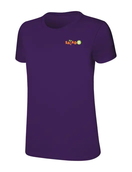 Womens Ring Spun Purple 4.5 oz T-Shirt w/Salad And Go Logo