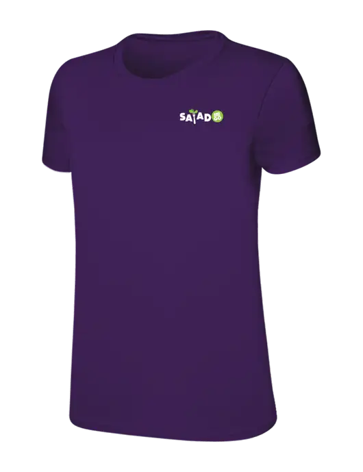 Womens Ring Spun Purple 4.5 oz T-Shirt w/Salad And Go Logo