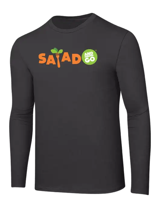 Ring Spun Charcoal 4.5 oz Long Sleeve T-Shirt w/Salad And Go Logo