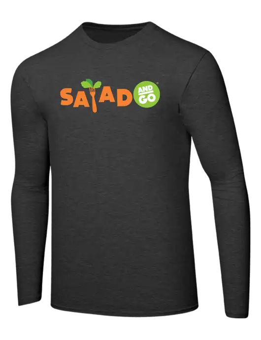 Ring Spun Dark Heather Grey 4.5 oz Long Sleeve T-Shirt w/Salad And Go Logo