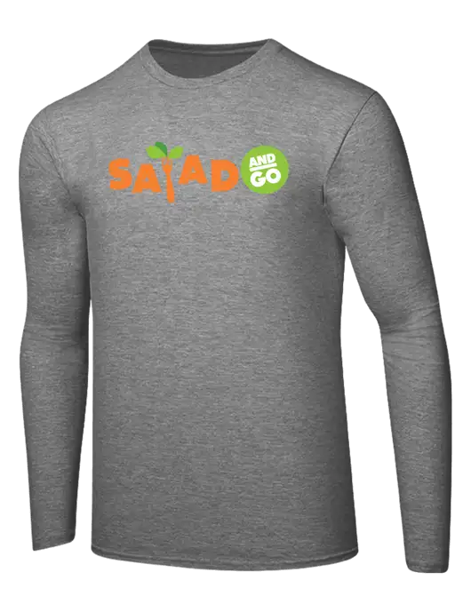 Ring Spun Light Heather Grey 4.5 oz Long Sleeve T-Shirt w/Salad And Go Logo