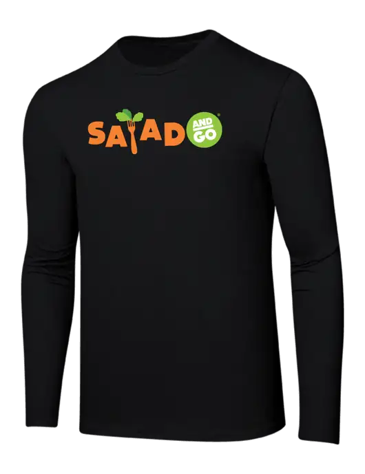 Ring Spun Jet Black 4.5 oz Long Sleeve T-Shirt w/Salad And Go Logo
