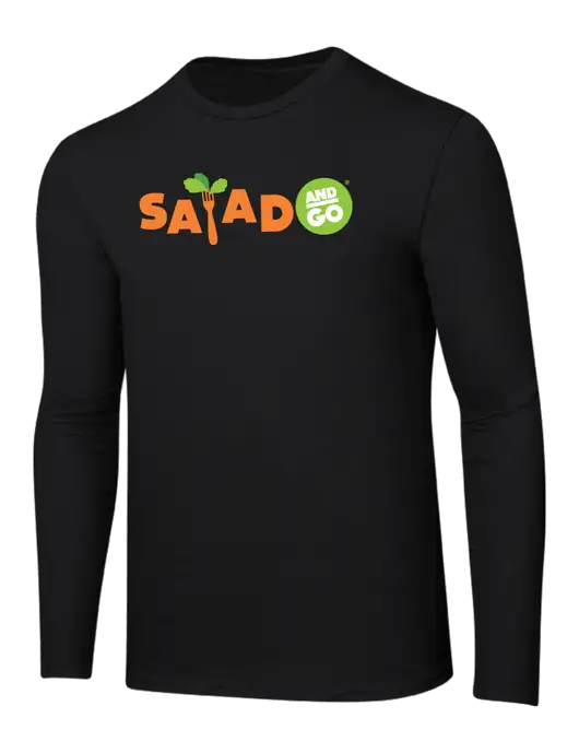 Ring Spun Jet Black 4.5 oz Long Sleeve T-Shirt w/Salad And Go Logo