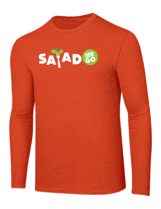 Ring Spun Orange 4.5 oz Long Sleeve T-Shirt w/Salad And Go Logo