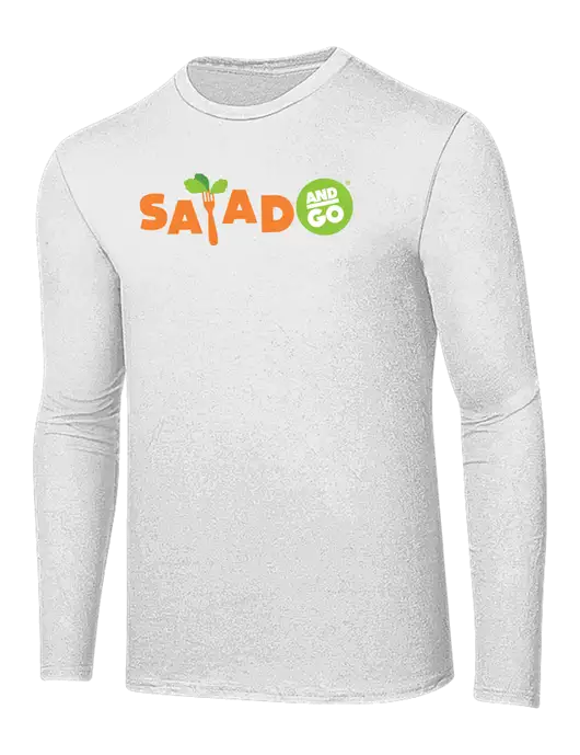 Ring Spun White 4.5 oz Long Sleeve T-Shirt w/Salad And Go Logo