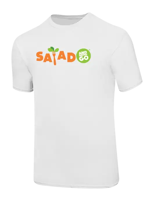 Ring Spun White 4.5 oz T-Shirt w/Salad And Go Logo