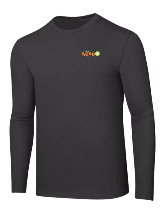 Ring Spun Charcoal 4.5 oz Long Sleeve T-Shirt w/Salad And Go Logo