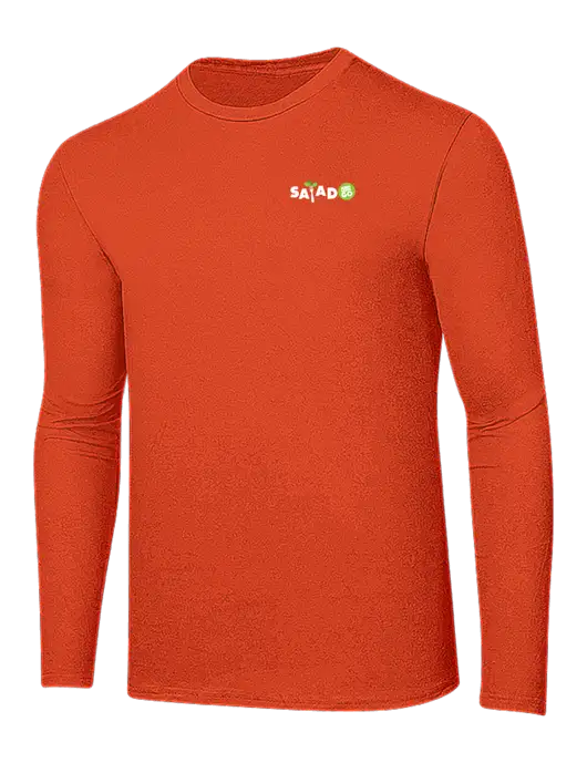 Ring Spun Orange 4.5 oz Long Sleeve T-Shirt w/Salad And Go Logo