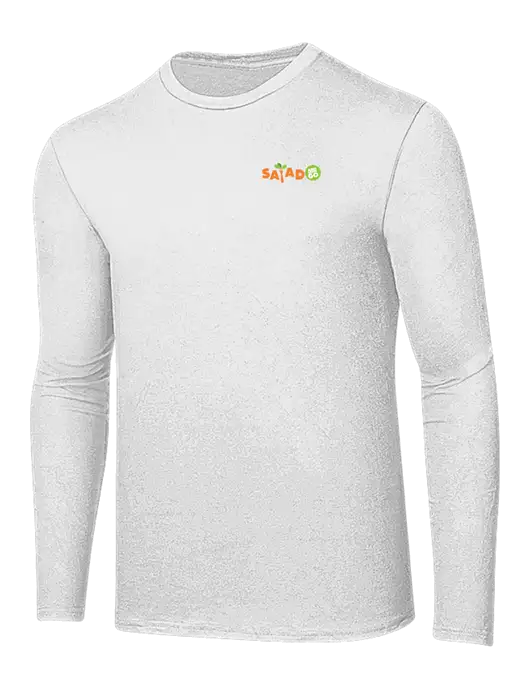 Ring Spun White 4.5 oz Long Sleeve T-Shirt w/Salad And Go Logo