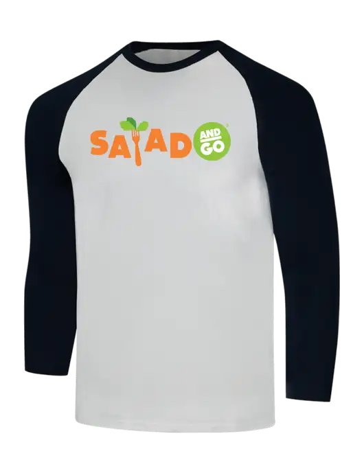 Simply Soft 3/4 Sleeve Black/White Ring Spun Cotton T-Shirt w/Salad And Go Logo