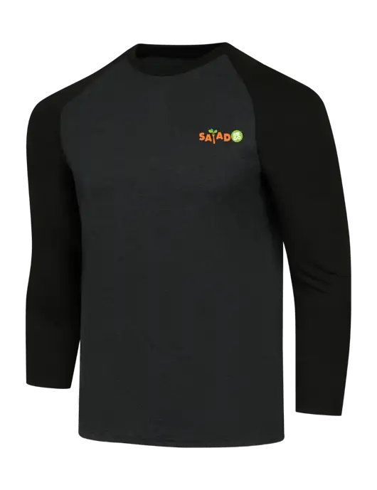Simply Soft 3/4 Sleeve Black/Black Frost Ring Spun Cotton T-Shirt w/Salad And Go Logo