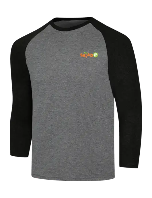 Simply Soft 3/4 Sleeve Black Frost/Grey Frost Ring Spun Cotton T-Shirt w/Salad And Go Logo