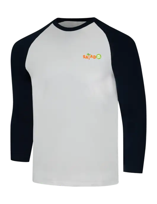 Simply Soft 3/4 Sleeve Black/White Ring Spun Cotton T-Shirt w/Salad And Go Logo