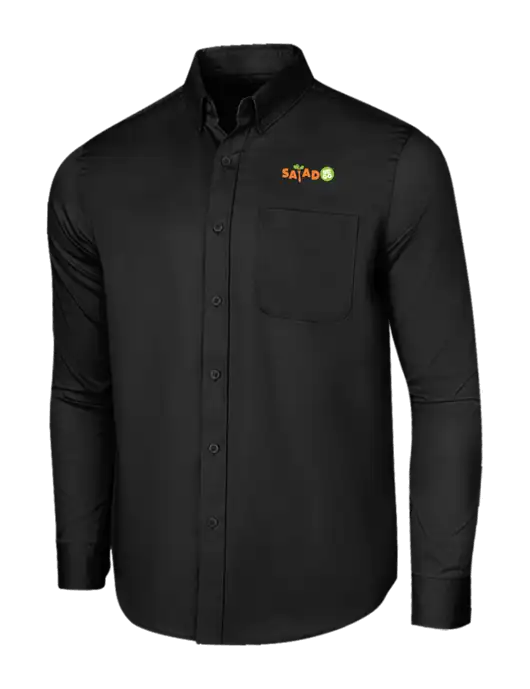 Long Sleeve Deep Black Superpro React Twill Shirt w/Salad And Go Logo