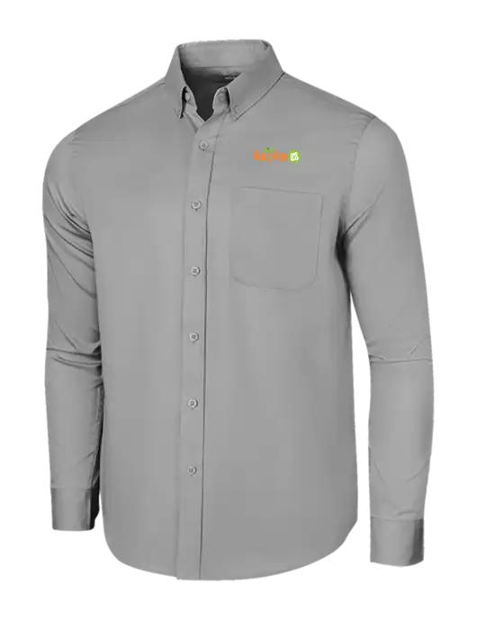 Long Sleeve Light Grey Superpro React Twill Shirt w/Salad And Go Logo