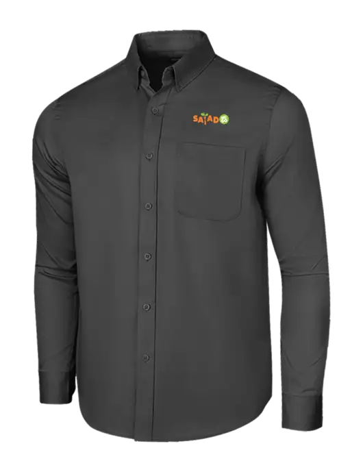 Long Sleeve Dark Grey Superpro React Twill Shirt w/Salad And Go Logo
