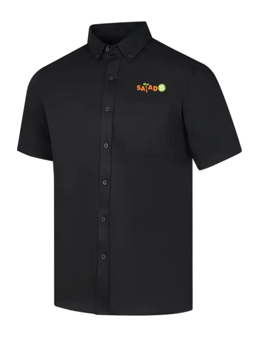 Short Sleeve Deep Black Superpro React Twill Shirt w/Salad And Go Logo