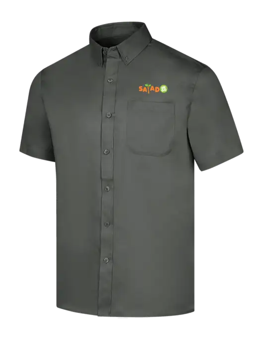 Short Sleeve Dark Grey Superpro React Twill Shirt w/Salad And Go Logo