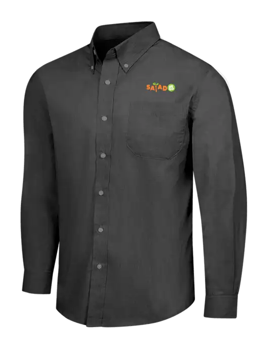 Soft Black Crosshatch Easy Care Shirt w/Salad And Go Logo