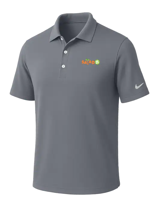 NIKE Medium Grey Dri-Fit Micro Pique Polo w/Salad And Go Logo