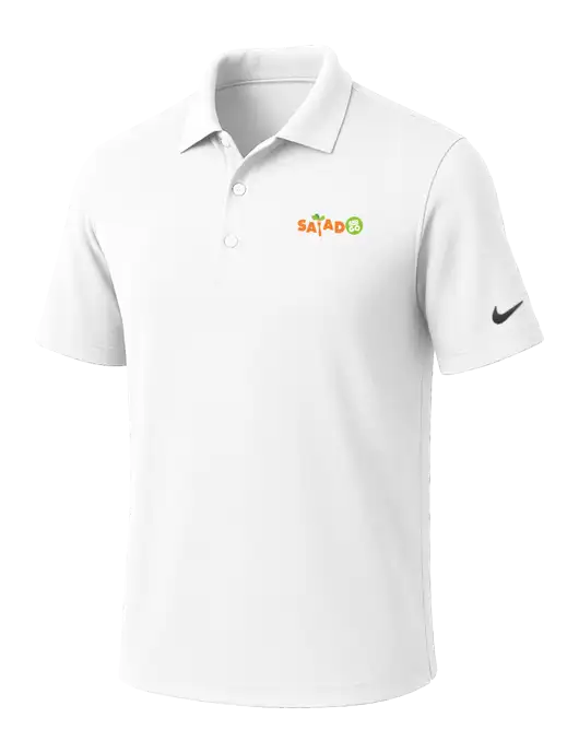NIKE White Dri-Fit Micro Pique Polo w/Salad And Go Logo