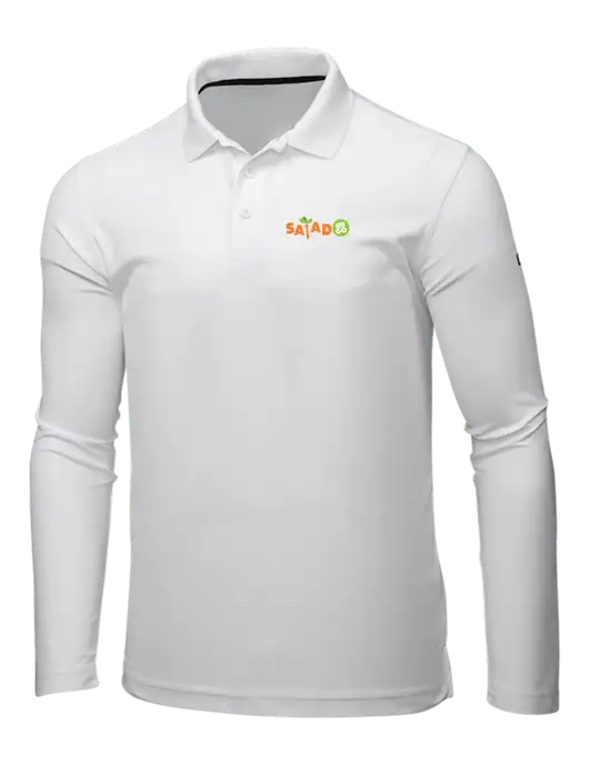 OGIO Bright White Caliber 2.0 Long Sleeve Polo w/Salad And Go Logo