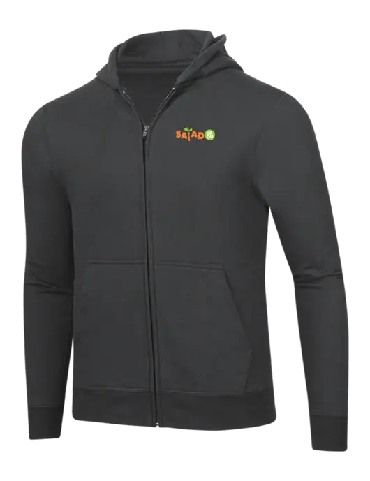 Charcoal 8.5 oz Ring Spun Zip Hooded Sweatshirt w/Salad And Go Logo