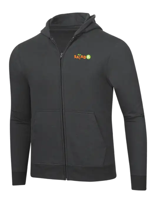Charcoal 8.5 oz Ring Spun Zip Hooded Sweatshirt w/Salad And Go Logo