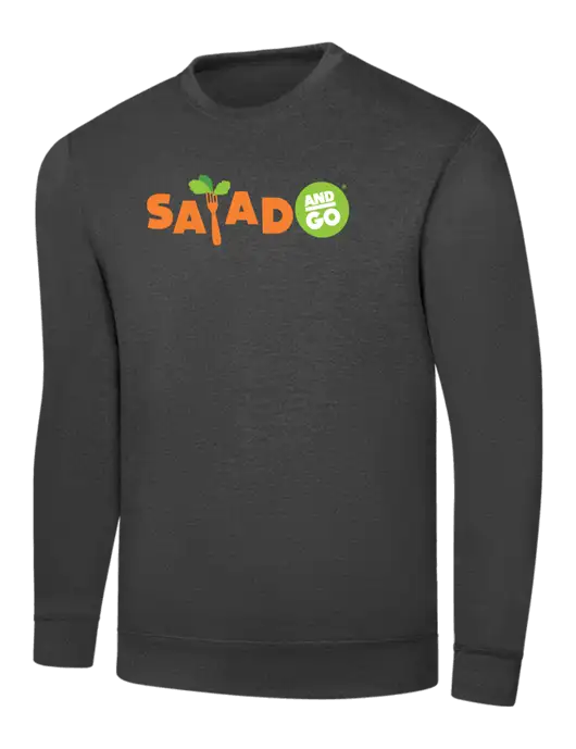 Dark Heather Grey 7.8 oz Ring Spun Crew Sweatshirt w/Salad And Go Logo