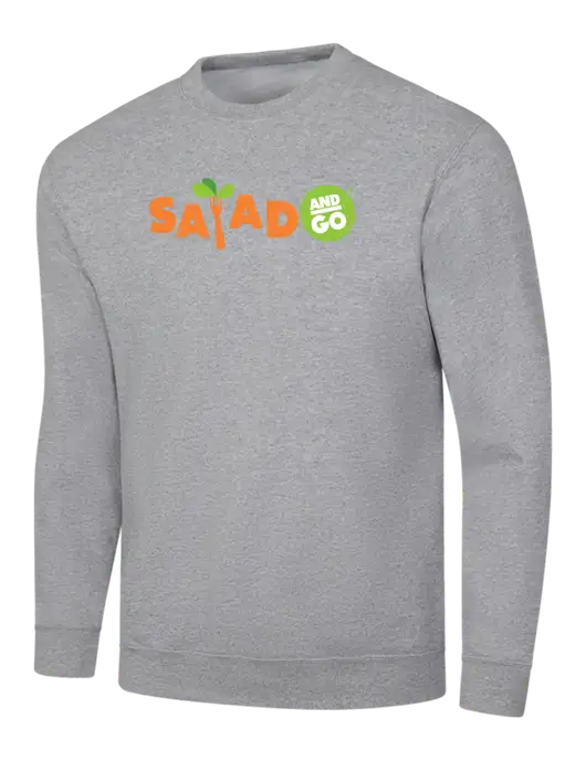 Light Grey Heather 7.8 oz Ring Spun Crew Sweatshirt w/Salad And Go Logo