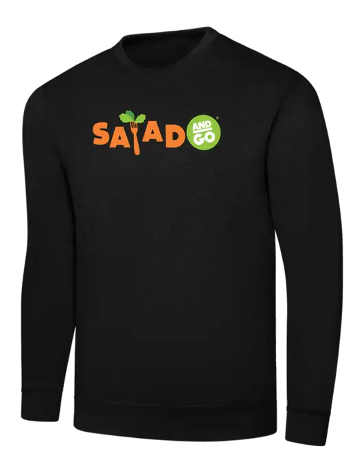 Black 7.8 oz Ring Spun Crew Sweatshirt w/Salad And Go Logo