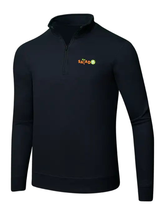 Jet Black 8.5 oz Ring Spun 1/4 Zip Pullover Sweatshirt w/Salad And Go Logo
